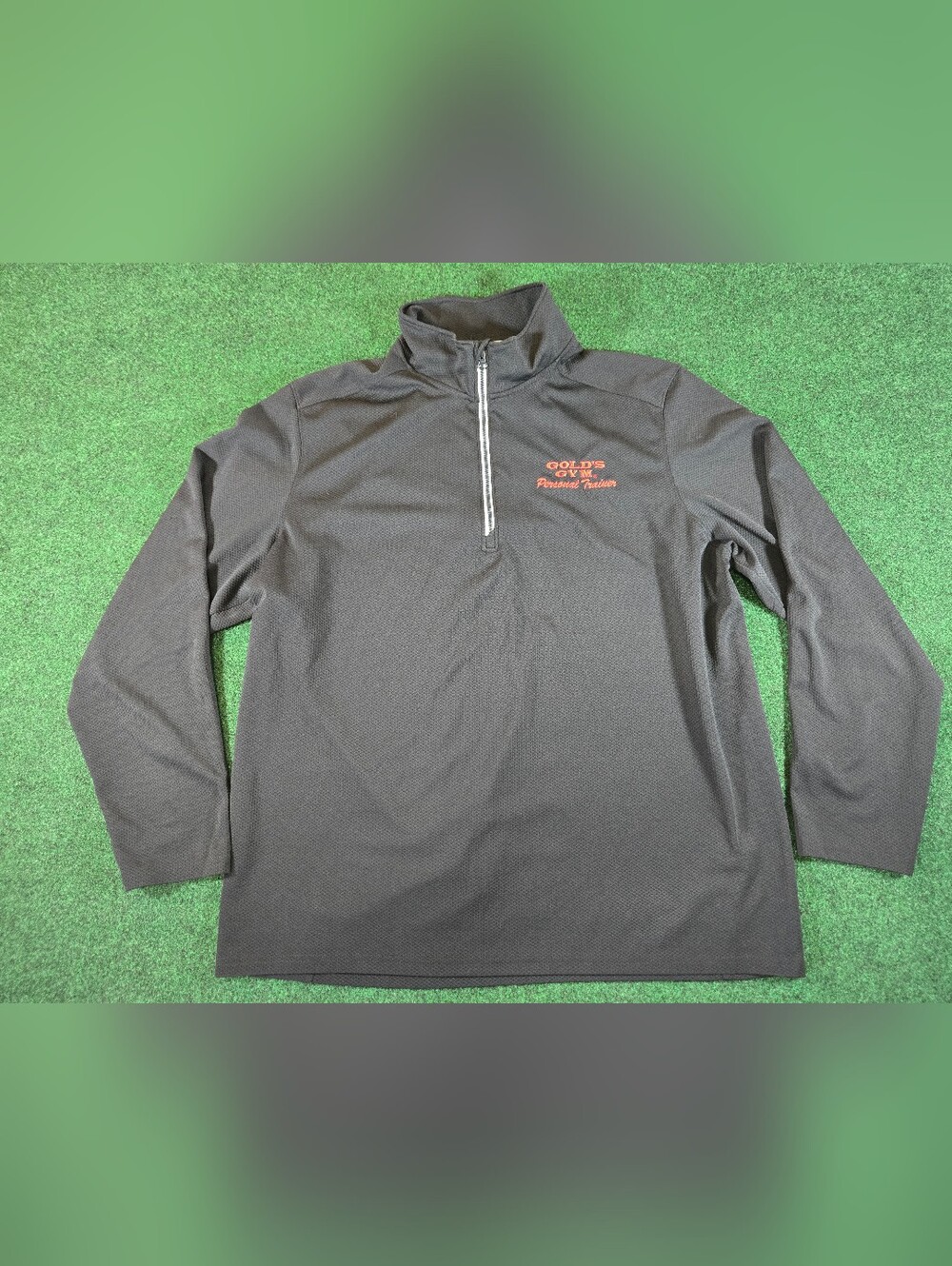 Vintage Gold's Gym "Personal Trainer" 1/4 Zip Pullover Black Textured Workout
